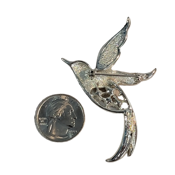 Sarah Coventry Bird Of Paradise Brooch Aurora Borealis Pin Vintage Jewelry - Picture 6 of 8